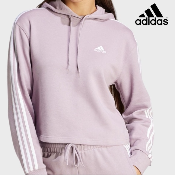 adidas Tops - ADIDAS-ESSENTIALS 3-STRIPES FRENCH TERRY CROP HOODIE, NEW